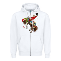 White christmas cowboy santa Zipper Hoodie - MaliasSmallBusiness