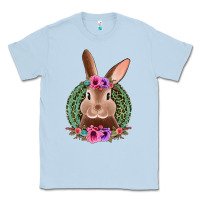 Dusty Blue western leopard and flowers easter bunny Classic Tee - Jasminsmagicworld