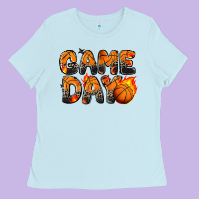 Game Day Basketball Leopard Ladies Tee Designed By Zillion Design Studio