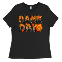 Black game day basketball leopard Ladies Tee - Zillion Design Studio