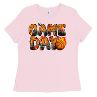 Bubblegum Pink game day basketball leopard Ladies Tee - Zillion Design Studio