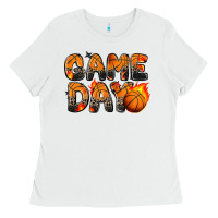 White game day basketball leopard Ladies Tee - Zillion Design Studio