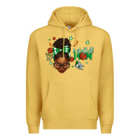 Antique Gold Afro Messy Bun Full Face Basketball Mom Premium Hoodie - texasbilliewilder