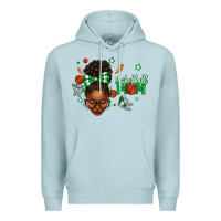Blue Mist Afro Messy Bun Full Face Basketball Mom Premium Hoodie - texasbilliewilder