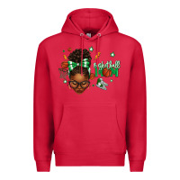 Cardinal Afro Messy Bun Full Face Basketball Mom Premium Hoodie - texasbilliewilder