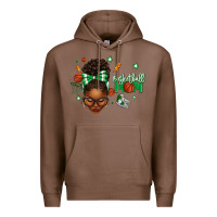 Chestnut Afro Messy Bun Full Face Basketball Mom Premium Hoodie - texasbilliewilder