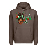 Coffee Afro Messy Bun Full Face Basketball Mom Premium Hoodie - texasbilliewilder