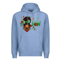 Colony Blue Afro Messy Bun Full Face Basketball Mom Premium Hoodie - texasbilliewilder