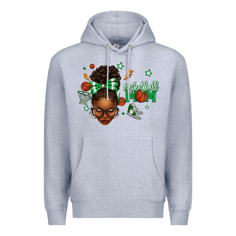 Afro Messy Bun Full Face Basketball Mom Premium Hoodie by texasbilliewilder | Teevron