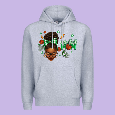 Afro Messy Bun Full Face Basketball Mom Premium Hoodie Designed By Texasbilliewilder