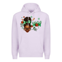 Lilac Afro Messy Bun Full Face Basketball Mom Premium Hoodie - texasbilliewilder