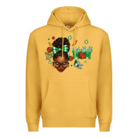 Mustard Afro Messy Bun Full Face Basketball Mom Premium Hoodie - texasbilliewilder