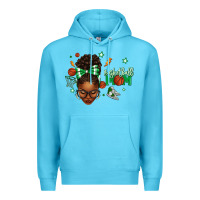 Ocean Blue Afro Messy Bun Full Face Basketball Mom Premium Hoodie - texasbilliewilder