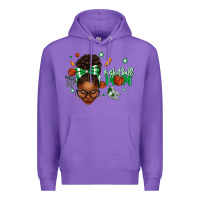 Purple Afro Messy Bun Full Face Basketball Mom Premium Hoodie - texasbilliewilder
