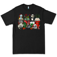 Black Christmas cartoon characters coffee cups Premium Tee - Zillion Design Studio