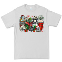 Dove Grey Christmas cartoon characters coffee cups Premium Tee - Zillion Design Studio