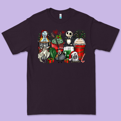 Christmas Cartoon Characters Coffee Cups Premium Tee Designed By Zillion Design Studio