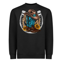 Black western horseshoe boots hat rope sunflower Heavyweight Sweatshirt - AdoDesignShop