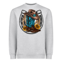Western Horseshoe Boots Hat Rope Sunflower Heavyweight Sweatshirt | Teevron