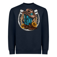 Navy western horseshoe boots hat rope sunflower Heavyweight Sweatshirt - AdoDesignShop