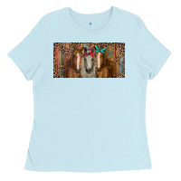 Baby Blue Horses with serape and leopard Ladies Tee - RanaPortraitStore