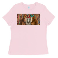 Bubblegum Pink Horses with serape and leopard Ladies Tee - RanaPortraitStore