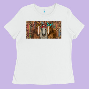 Horses With Serape And Leopard Ladies Tee Designed By Ranaportraitstore