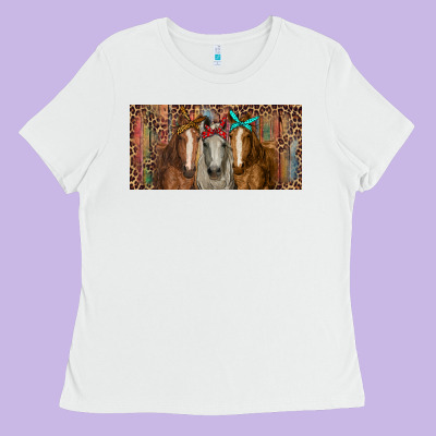 Ladies Tee Horses with serape and leopard