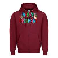 Burgundy merry and pregnant Zipper Hoodie - MaliasSmallBusiness