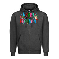 Charcoal Heather merry and pregnant Zipper Hoodie - MaliasSmallBusiness