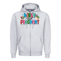 Heather Grey merry and pregnant Zipper Hoodie - MaliasSmallBusiness