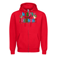 Red merry and pregnant Zipper Hoodie - MaliasSmallBusiness