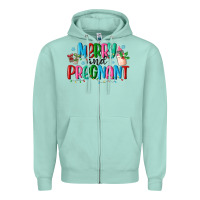 Seafoam merry and pregnant Zipper Hoodie - MaliasSmallBusiness