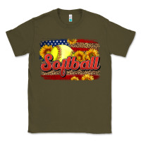 Army Green Western American Flag Softball Classic Tee - LillyAllenDesigns