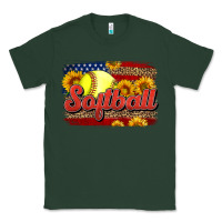 Sports Green Western American Flag Softball Classic Tee - LillyAllenDesigns