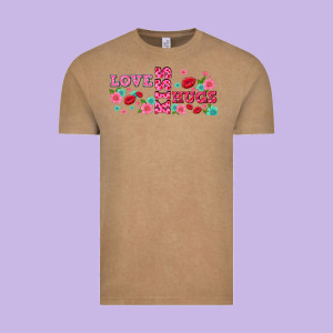 Floral Love And Kiss Vintage Tee Designed By Adodesignshop