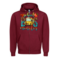 Burgundy school bus monitor Zipper Hoodie - NancyCooperArtShop