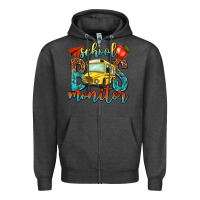 Charcoal Heather school bus monitor Zipper Hoodie - NancyCooperArtShop
