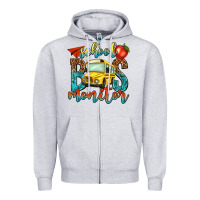 Heather Grey school bus monitor Zipper Hoodie - NancyCooperArtShop