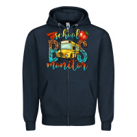 Navy school bus monitor Zipper Hoodie - NancyCooperArtShop