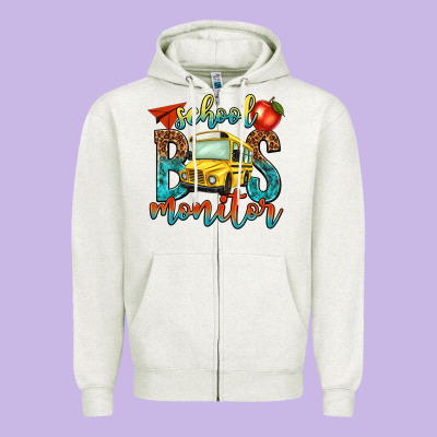 School Bus Monitor Zipper Hoodie Designed By Nancycooperartshop