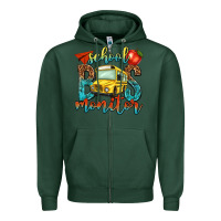 Sports Green school bus monitor Zipper Hoodie - NancyCooperArtShop