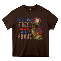 Chocolate Brown home of the free because of the brave Heavy Core Tee - Zillion Design Studio