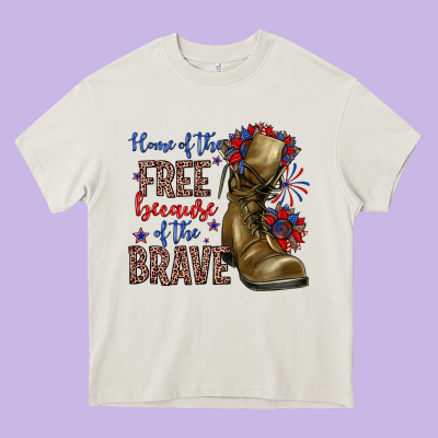 Home Of The Free Because Of The Brave Heavy Core Tee Designed By Zillion Design Studio