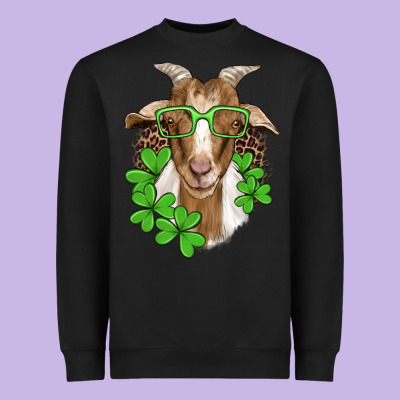 St Patricks Goat With Glasses Heavyweight Sweatshirt Designed By Artiststas