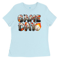 Baby Blue game day baseball leopard Ladies Tee - Zillion Design Studio
