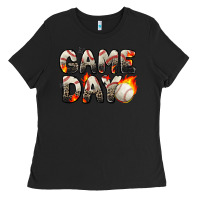 Black game day baseball leopard Ladies Tee - Zillion Design Studio
