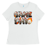 White game day baseball leopard Ladies Tee - Zillion Design Studio