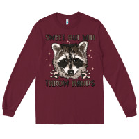 Burgundy sweet but will throw hands Long Sleeve Tee - MaliasSmallBusiness