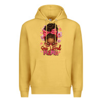 Antique Gold one loved mama afro messy bun Premium Hoodie - texasbilliewilder